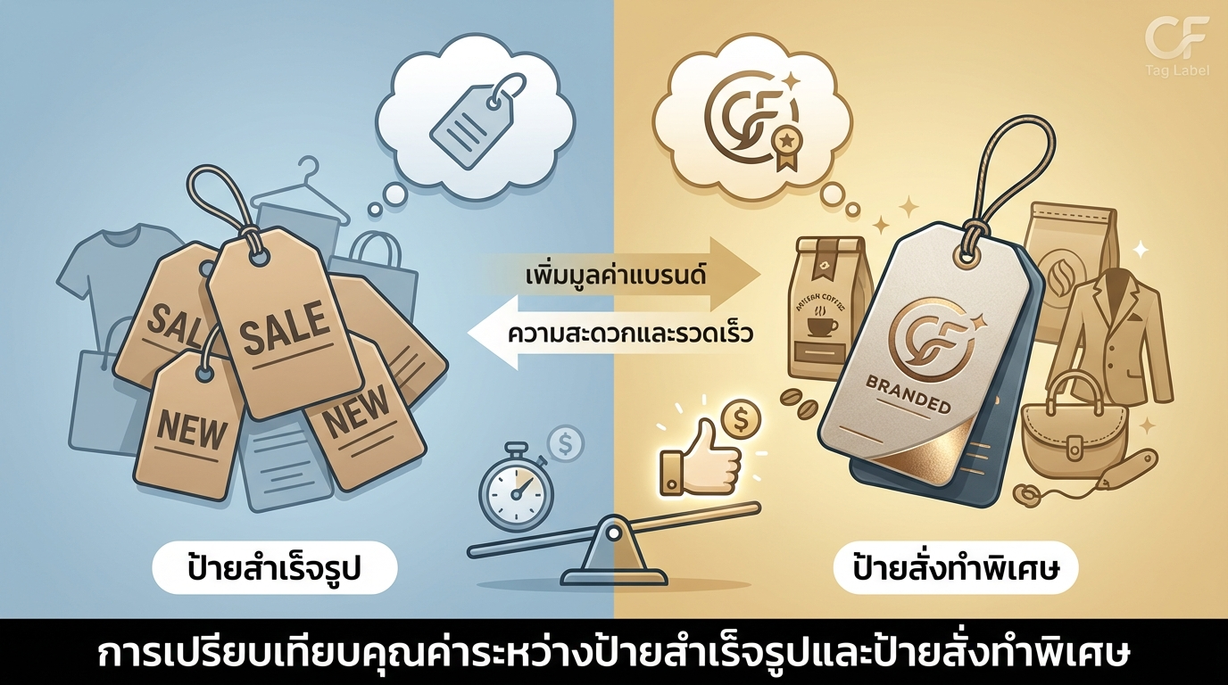 เปรียบเทียบความคุ้มค่าระหว่างป้ายแท็กสำเร็จรูปกับป้ายสั่งทำพิเศษ